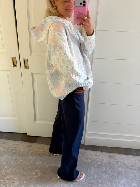 Club Quilted Hoodie // Blue Floral