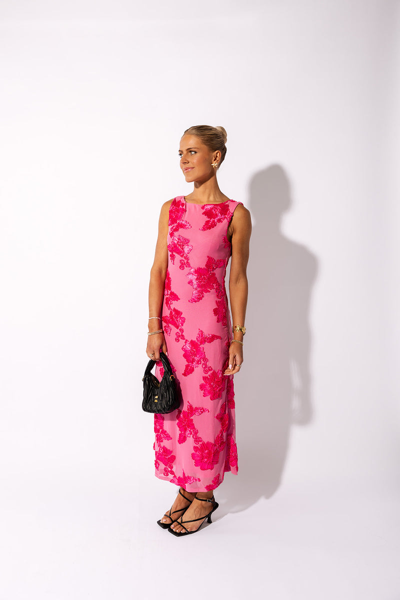 Robe Frenchi Fit & Flare Jacquard - Corail/rose, Taille XS Junior, Sans Manches