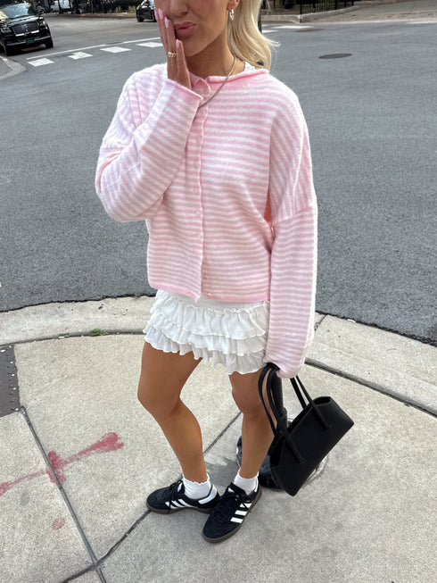 Coco Cutie Cardigan // Pink Stripe *PREORDER*