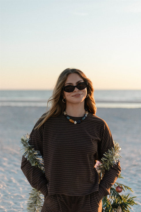 Sunny Stripe Pullover // Espresso *PREORDER*