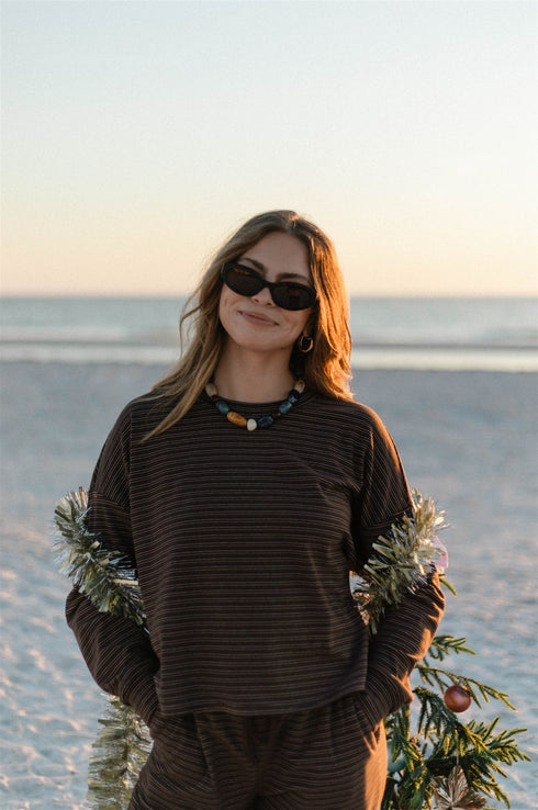 Sunny Stripe Pullover // Espresso *PREORDER*