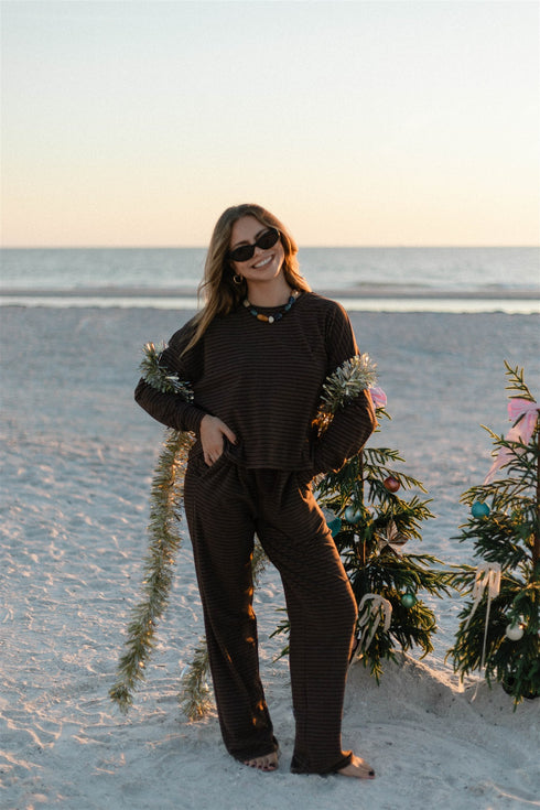 Sunny Stripe Pullover // Espresso *PREORDER*