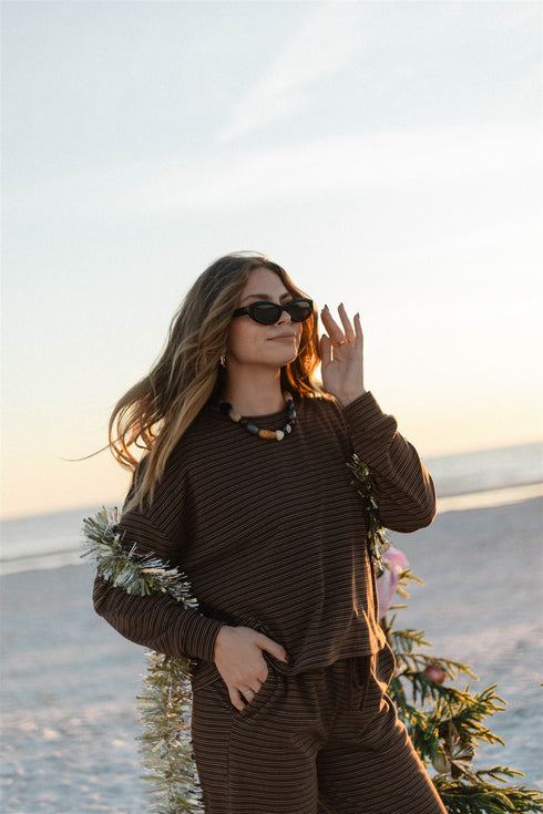 Sunny Stripe Pullover // Espresso *PREORDER*