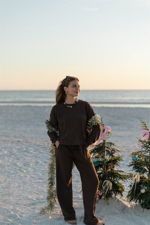 Sunny Stripe Pullover // Espresso *PREORDER*