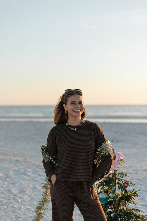 Sunny Stripe Pullover // Espresso *PREORDER*