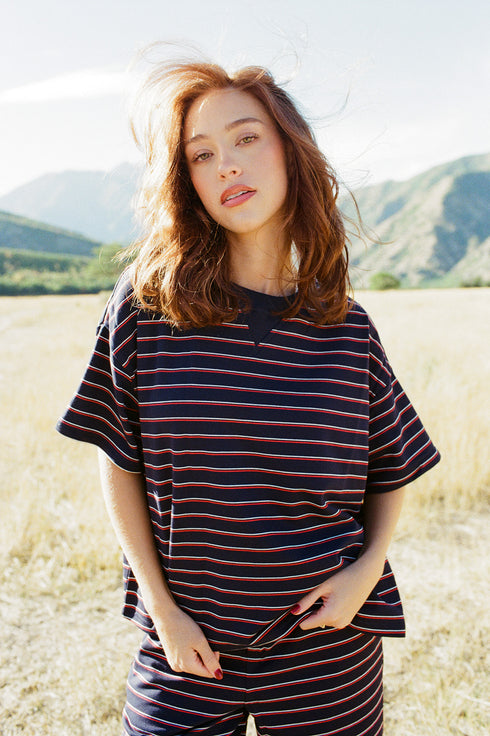 Upstate Striped Tee // Navy