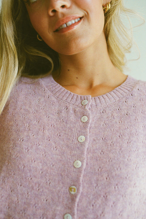 Char Cardi // Lilac Pointelle