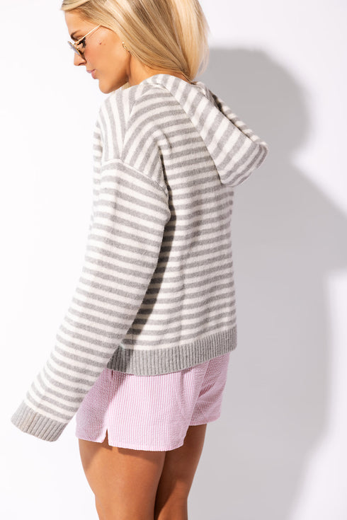 Club Cutie Zip-Up // Grey Stripe *RESTOCKED*