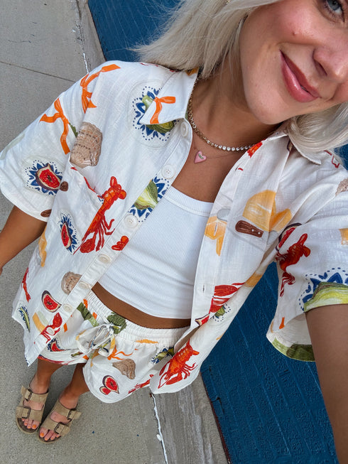 Bon Appetit Button Up Top