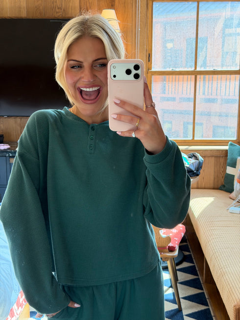 Weekend Waffle Pullover // Evergreen *PREORDER 10/23*