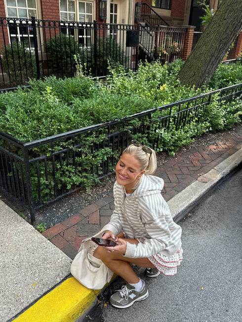 Club Cutie Zip-Up // Cream Stripe