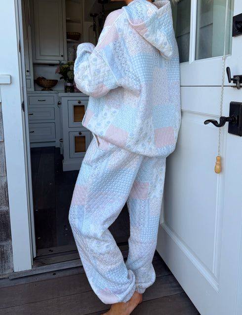 Club Quilted Hoodie // Blue Floral