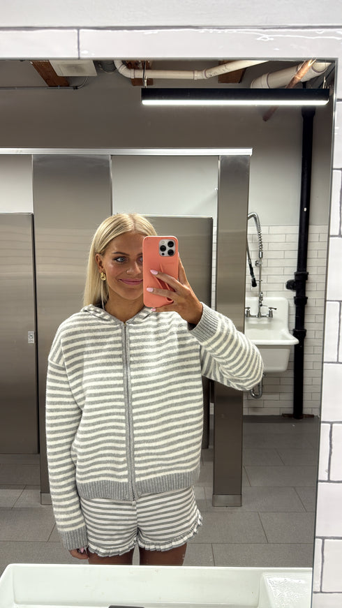 Club Cutie Zip-Up // Grey Stripe *PREORDER 1/8*