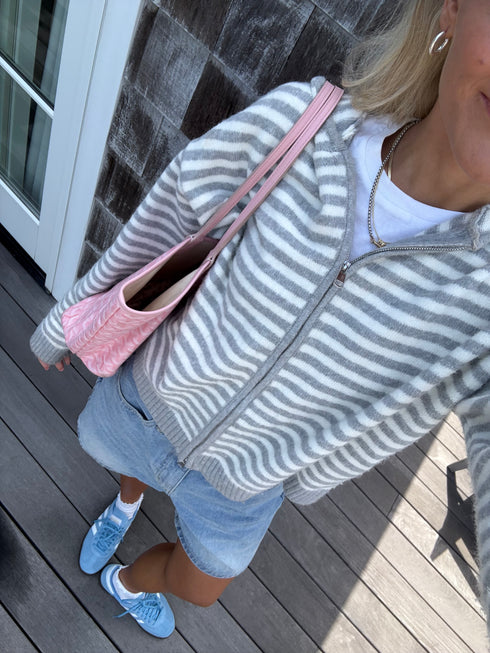 Club Cutie Zip-Up // Grey Stripe *RESTOCKED*