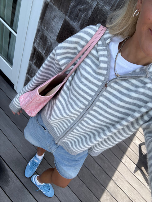 Club Cutie Zip-Up // Grey Stripe *RESTOCKED*