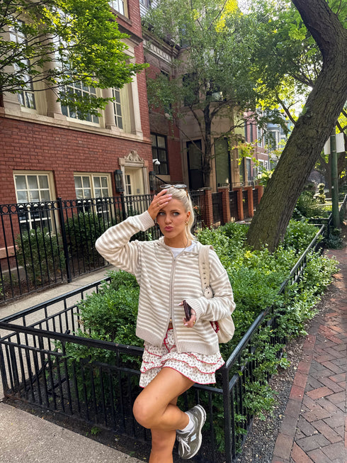 Club Cutie Zip-Up // Cream Stripe *RESTOCKED*