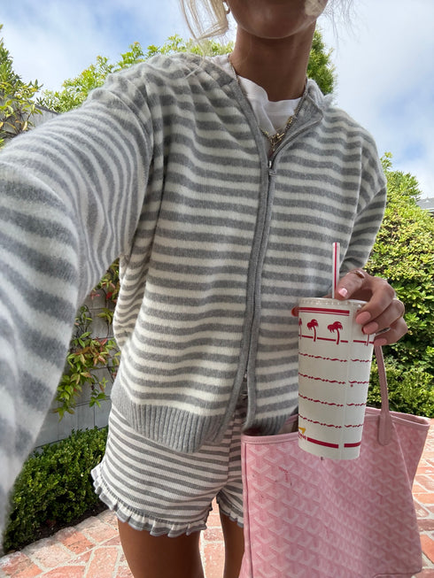 Club Cutie Zip-Up // Grey Stripe *RESTOCKED*