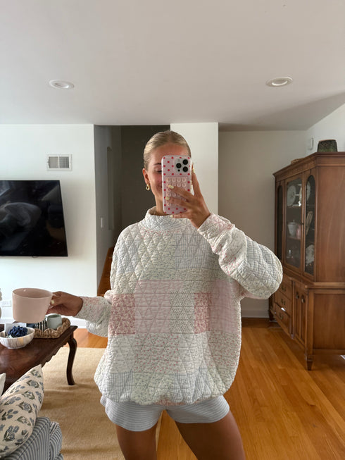 Club Coco Quilted Mockneck // Pastel Pink *RESTOCKED*