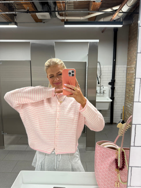 Coco Cutie Cardigan // Pink Stripe *PREORDER*