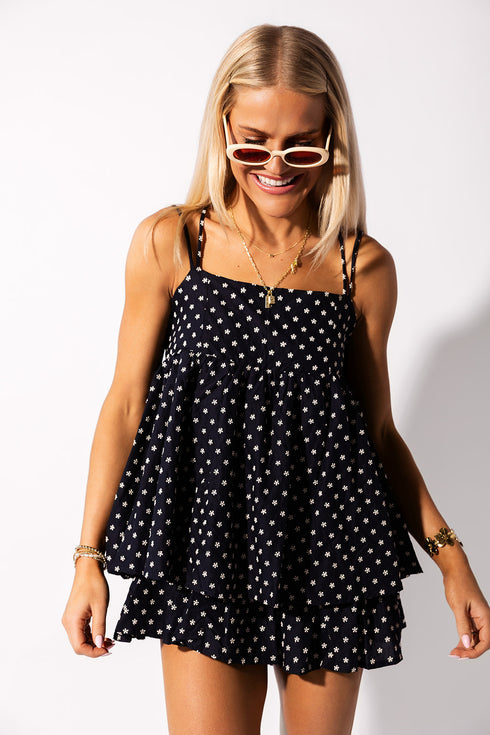 Cutie Girl Romper // Navy