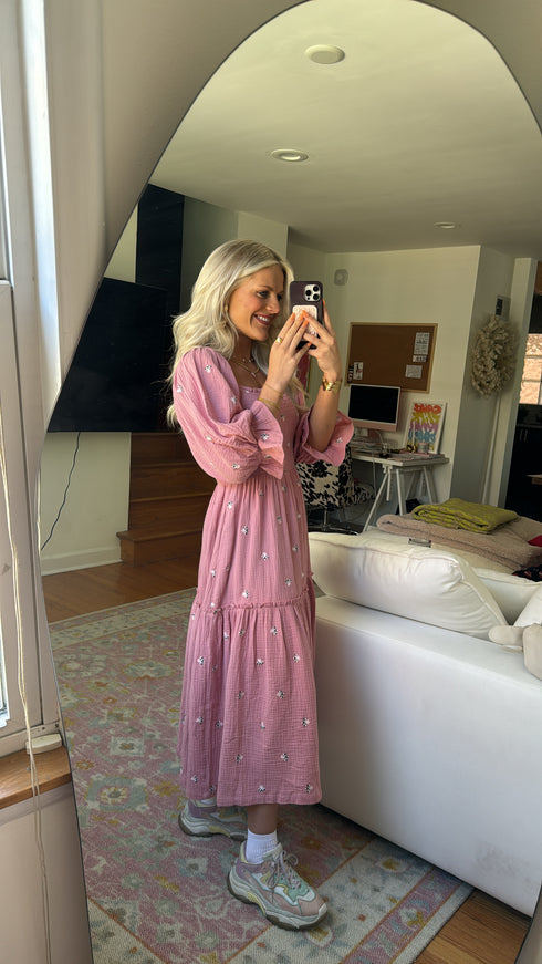 Lillies Love Midi Dress// Pink