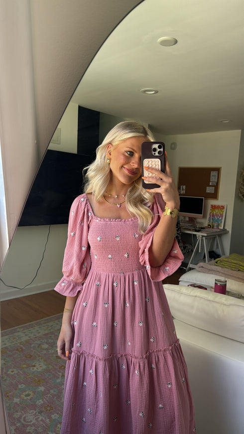 Lillies Love Midi Dress// Pink