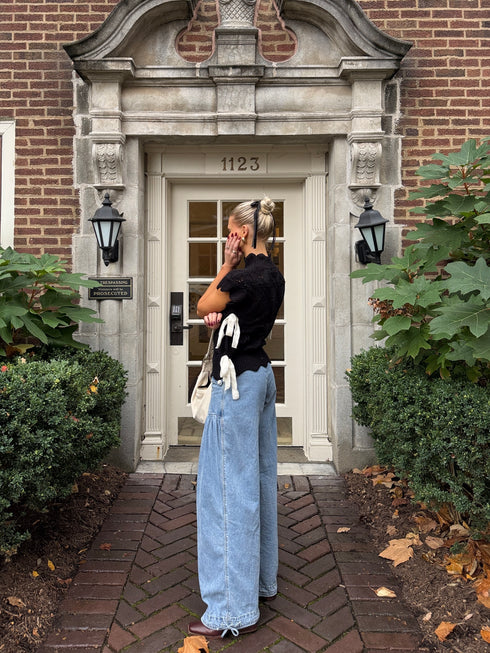 Bow Babe Sweater Top// Black *RESTOCKED*