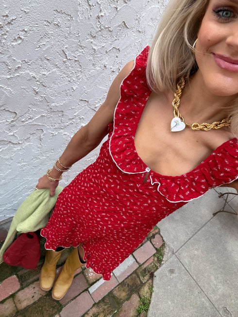 Cherry Picking Ruffle Dress