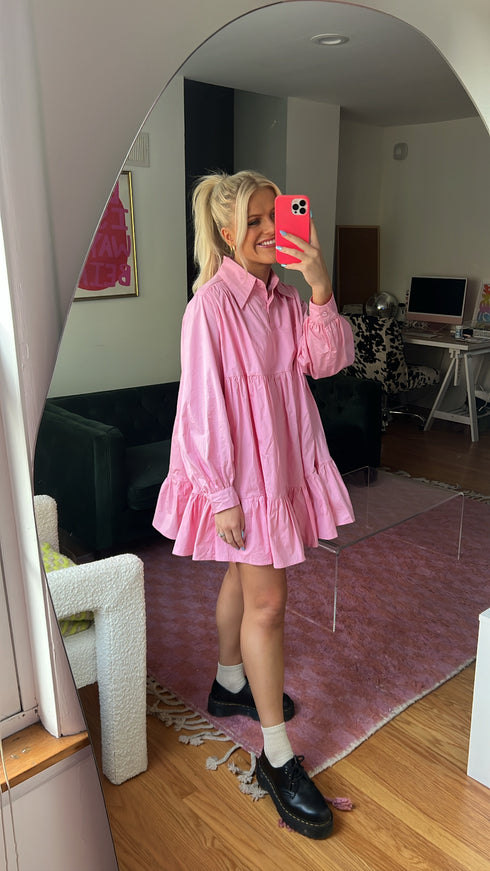 The Chloe Collared Dress// Pink