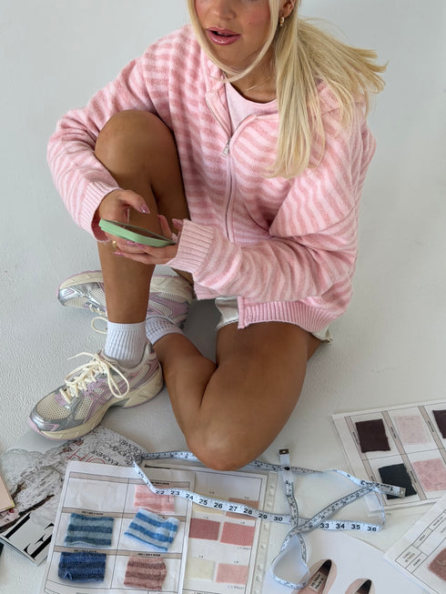 Club Cutie Zip-Up // Baby Pink Monochrome