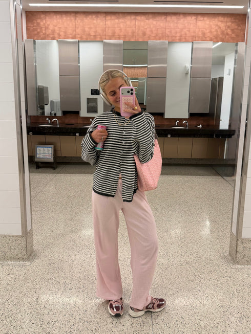 Coco Cutie Cardigan // Charcoal Stripe