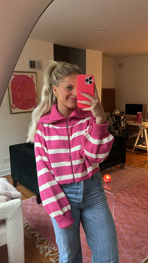 Boyish Babe Striped Pullover// Pink