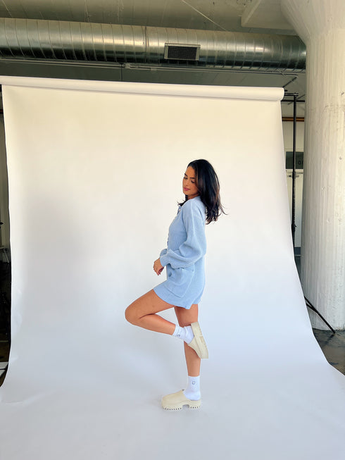 Picnic Date Knit Romper// Sky