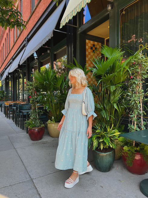Lillies Love Midi Dress // Sky *RESTOCKED*