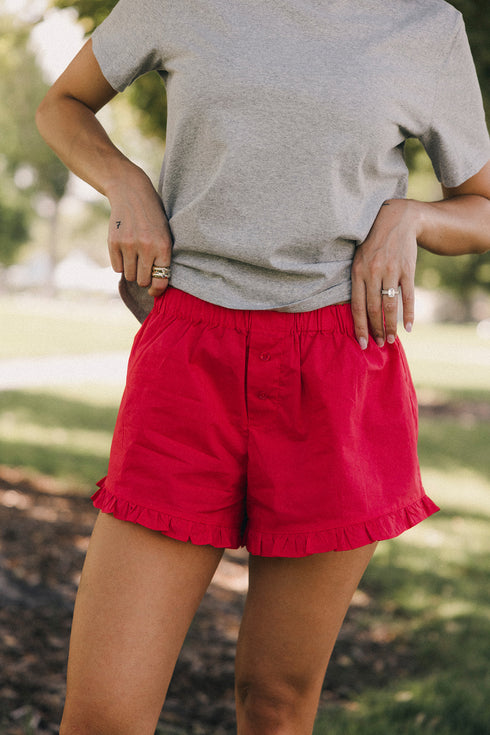 Blair Ruffle Shorts // Red