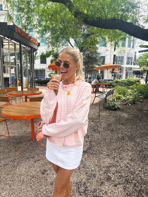 Coco Cutie Cardigan // Pink Stripe *PREORDER*