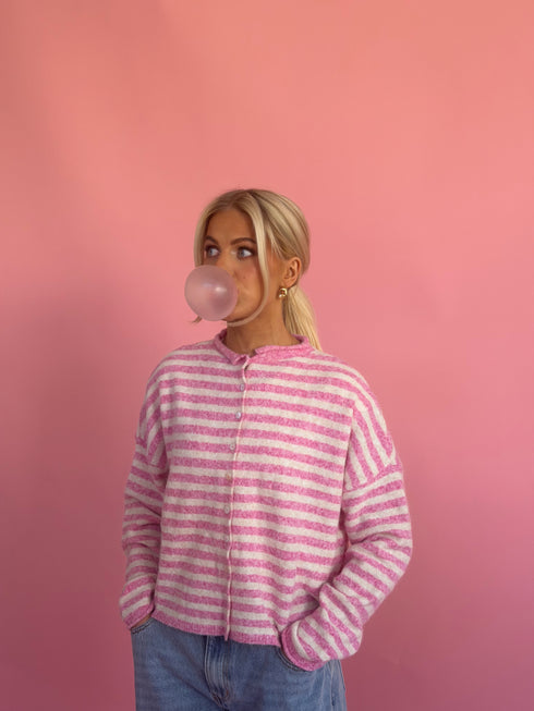 Coco Cutie Cardigan // Bubblegum Stripe