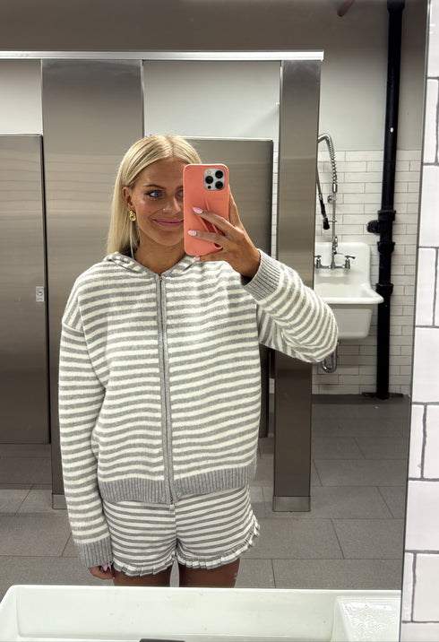 Club Cutie Zip-Up // Grey Stripe *RESTOCKED*