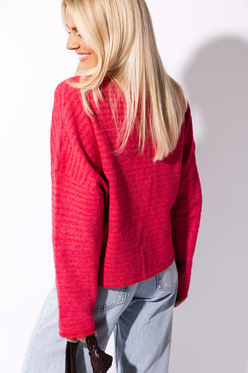Coco Cutie Cardigan // Raspberry Stripe *PREORDER*