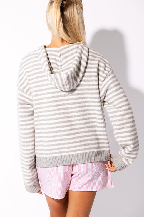 Club Cutie Zip-Up // Grey Stripe *RESTOCKED*