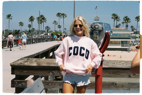 Coco Girl Mockneck // Navy Pink