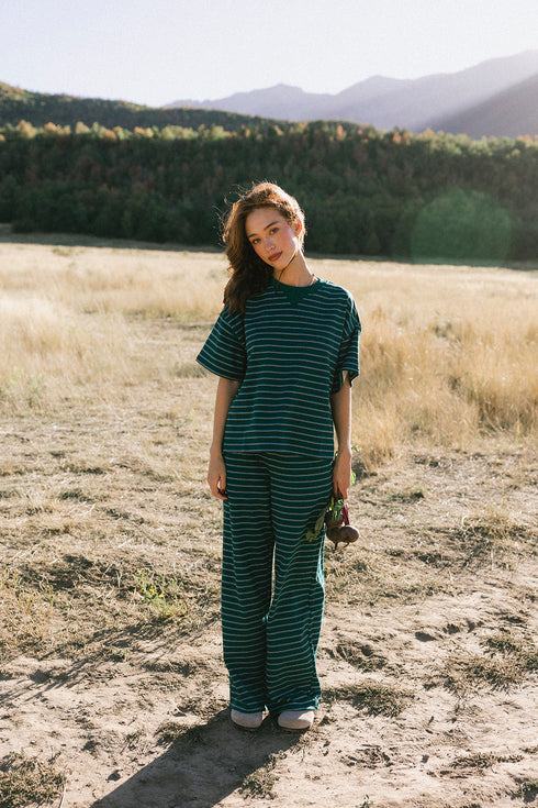Upstate Striped Tee // Forest