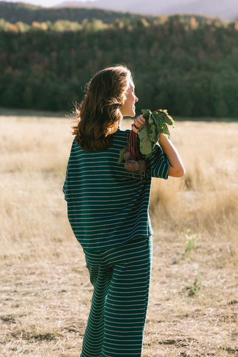 Upstate Striped Tee // Forest