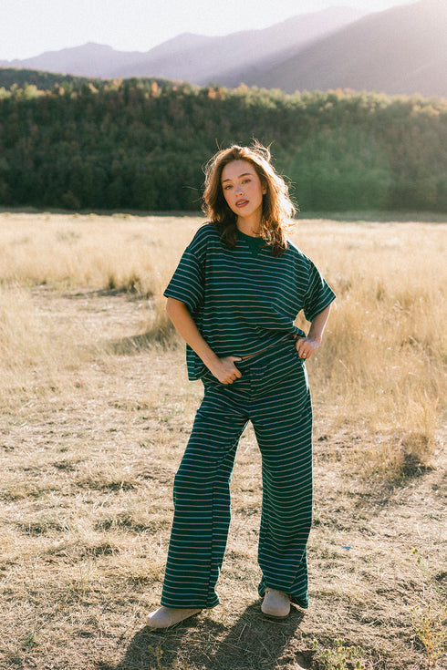 Upstate Striped Tee // Forest