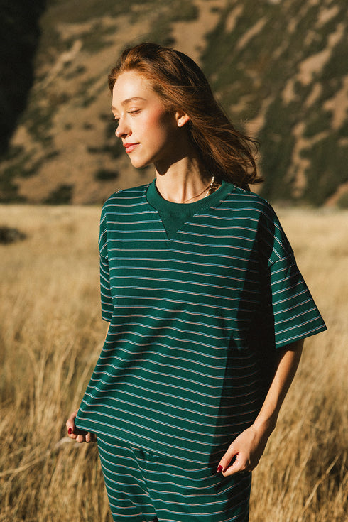 Upstate Striped Tee // Forest