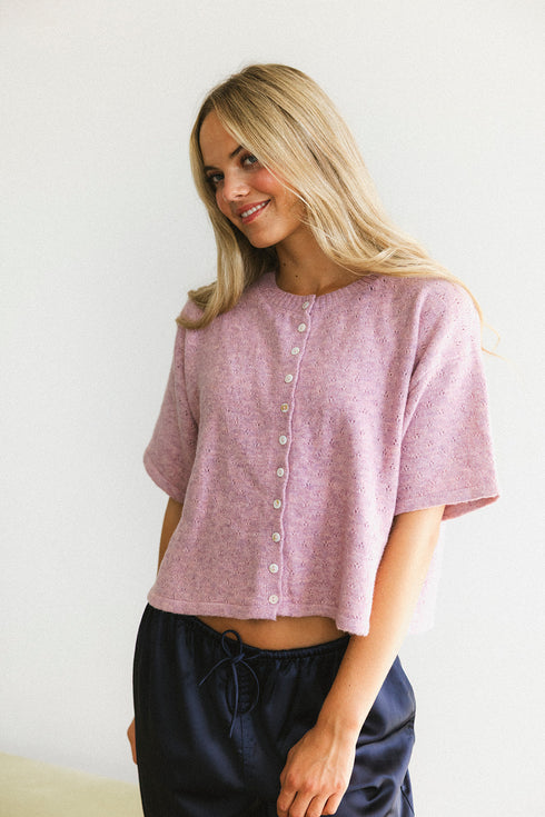 Char Cardi // Lilac Pointelle