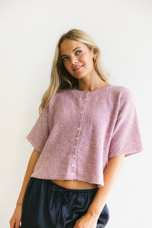 Char Cardi // Lilac Pointelle