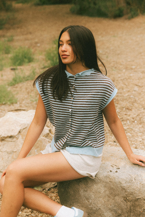 Cutie Girl Cardi // Cocoa Stripe