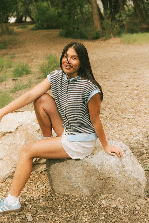 Cutie Girl Cardi // Cocoa Stripe
