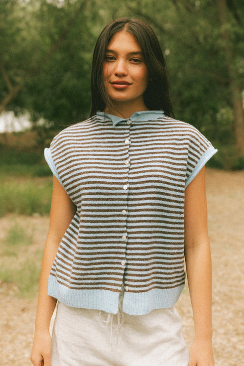 Cutie Girl Cardi // Cocoa Stripe